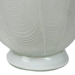 Massive Murano White Filigree Handblown Glass Vase