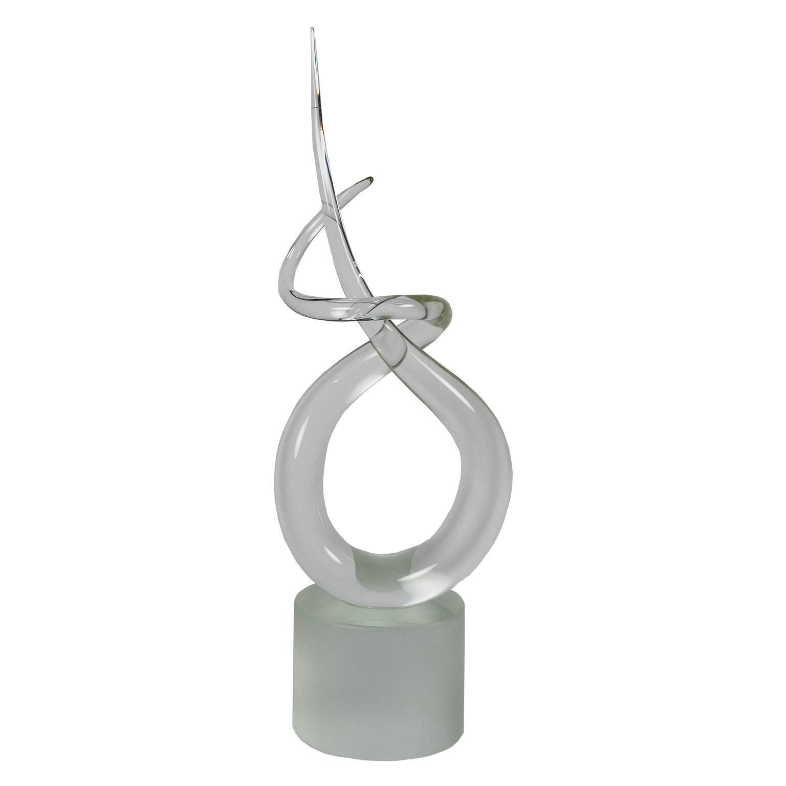 Murano Renata Anatra Clear Glass Abstract Sculpture For Sale