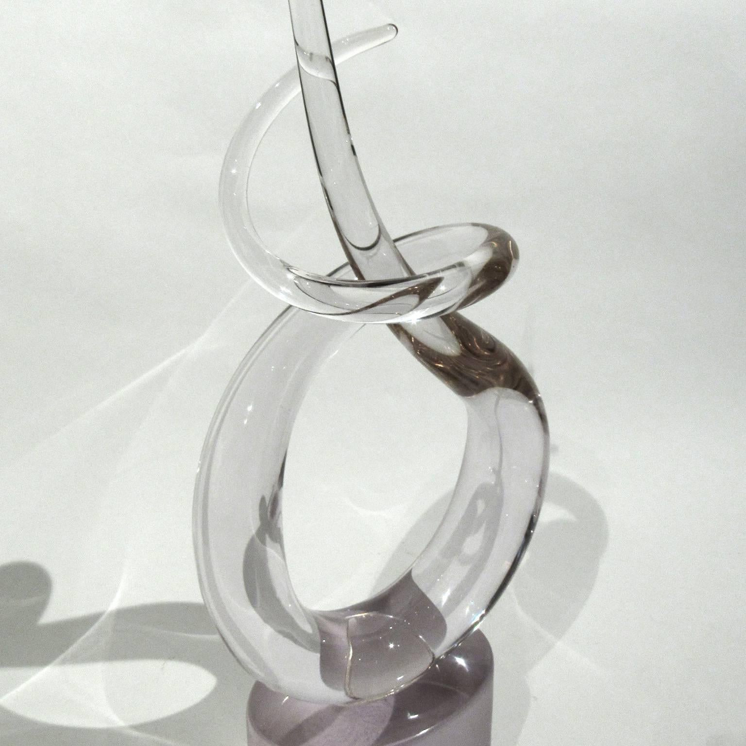 Mid-Century Modern Murano Renata Anatra Clear Glass Abstract Sculpture For Sale