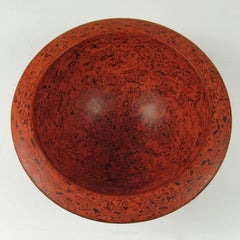Midcentury Japanese Red Marbleized Lacquer Wide Rimmed Bowl