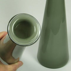 Pair of Elegant Mid-Century Modern Italian Green Glass Graduated Tall Vases