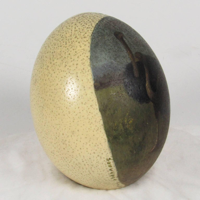 Vintage HandPainted Ostrich Egg For Sale at 1stdibs