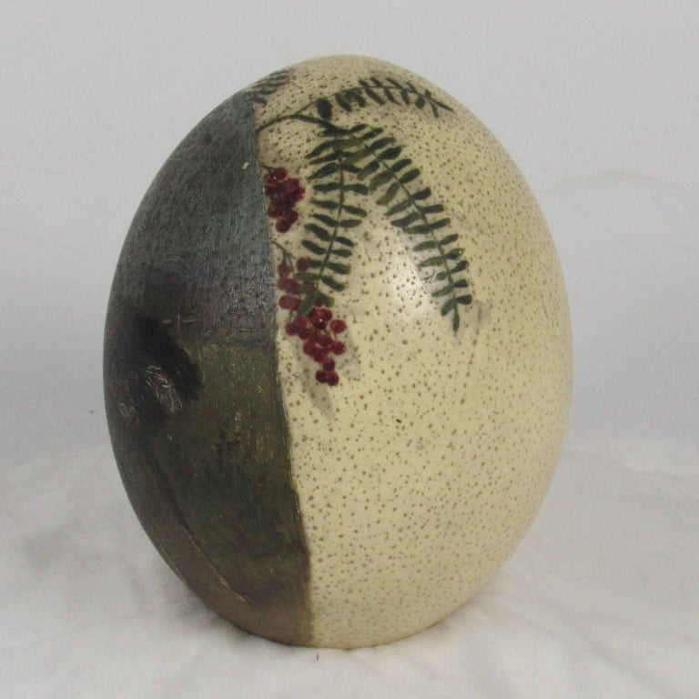 Vintage HandPainted Ostrich Egg For Sale at 1stdibs