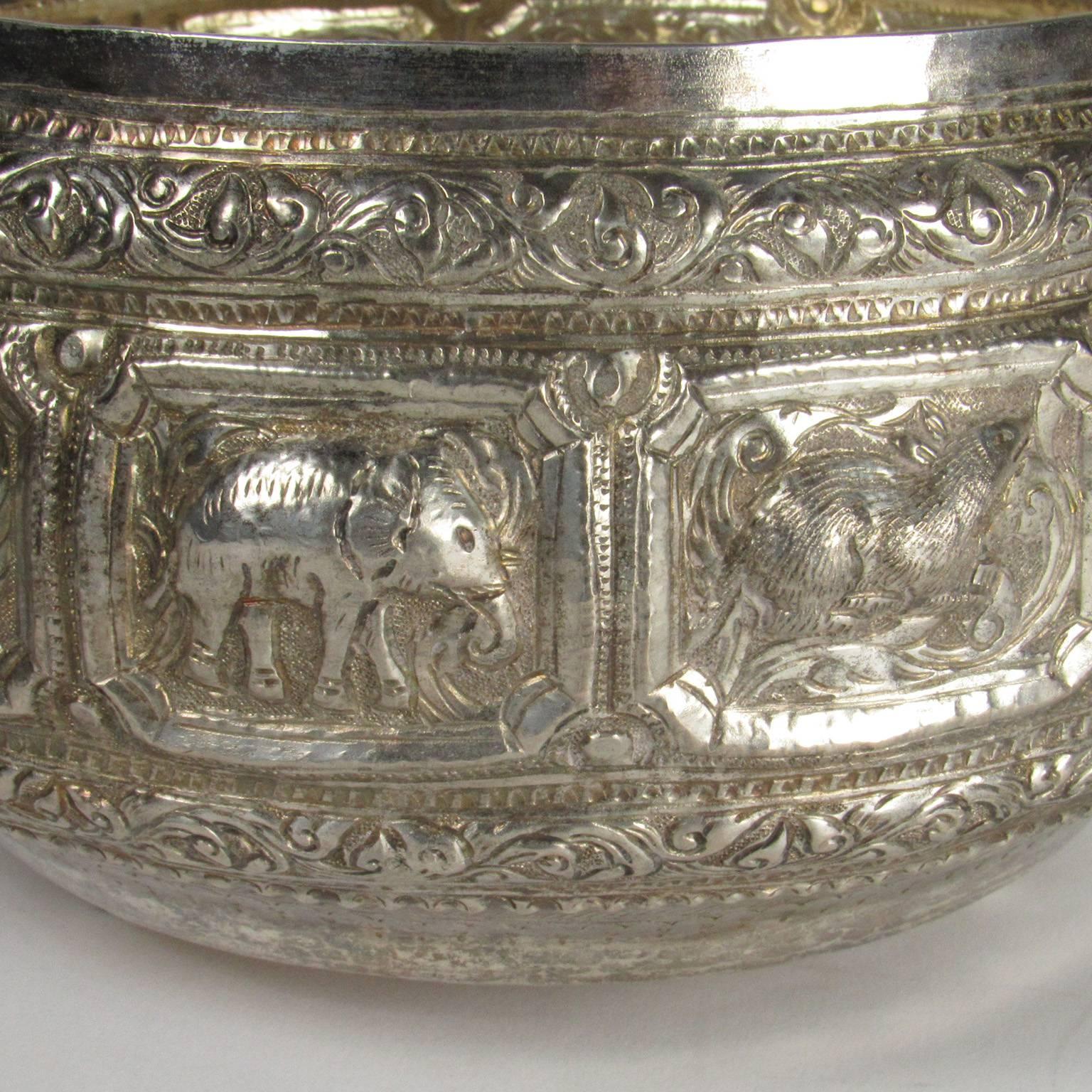 burmese silver repousse bowl