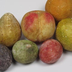 Collection of Antique Italian Folk Art Painted Stone Fruit