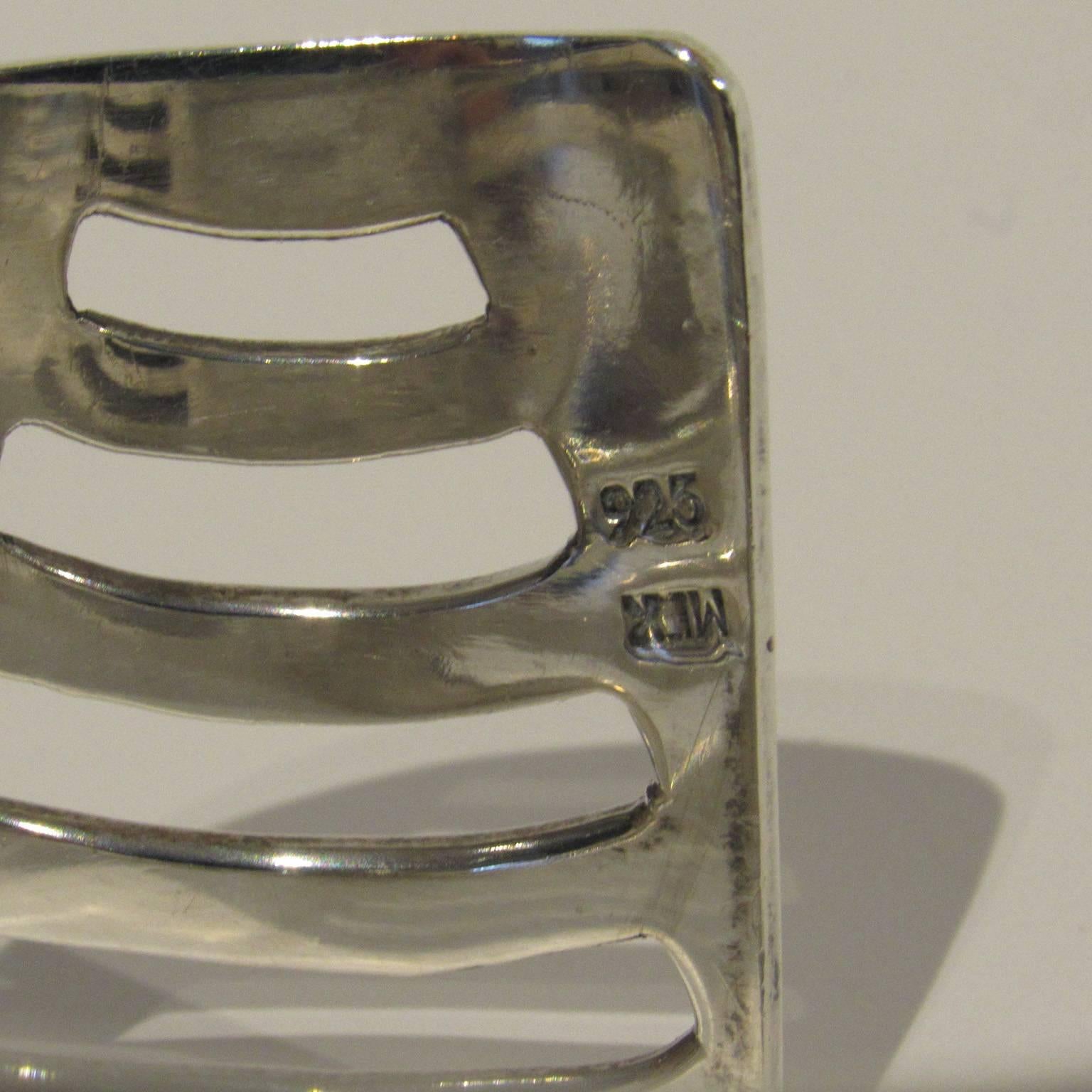 Mid-Century Modern Mexican Sterling Silver Cuff In Good Condition For Sale In Concord, MA