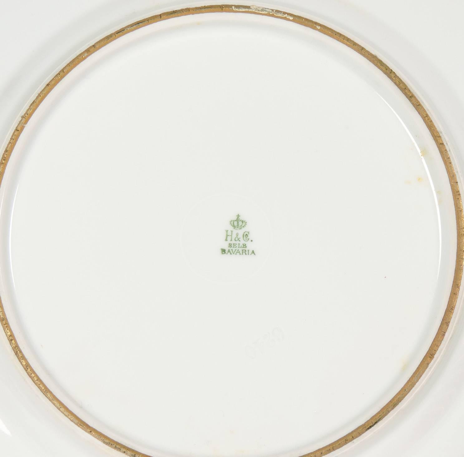 Set of Eleven Heinrich and Co. Selb Bavaria Gold Rimmed Dinner Plates