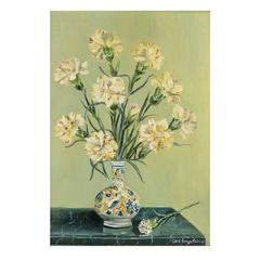 Antique Early 20th Century Oil on Panel Still Life, Signed Costantine