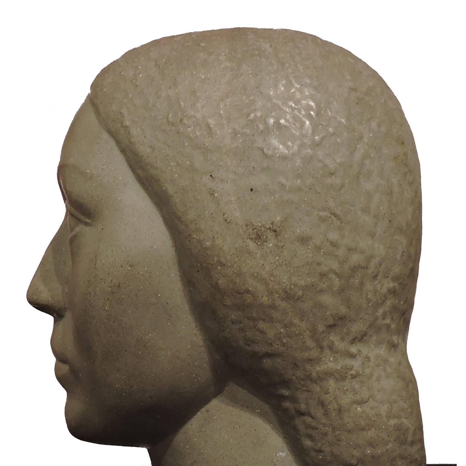 Great and unusual sculpture by Humbert Albrizio (American, b. 1901).
Head of a woman, 1948.
Signed 
