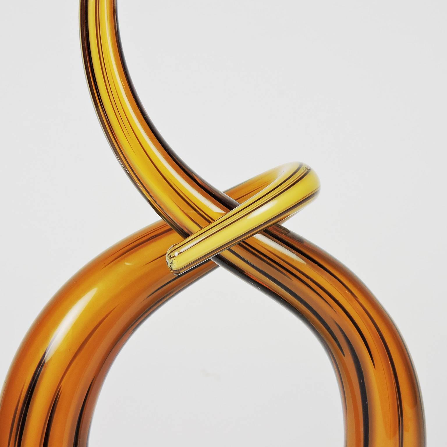 Murano Handblown Glass Twisted Knot Sculpture In Excellent Condition In Concord, MA