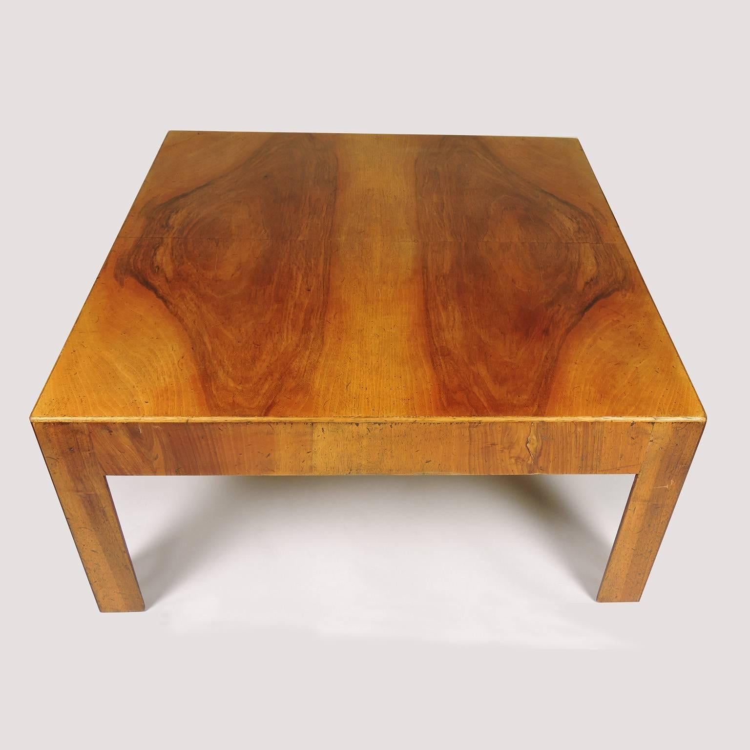 Mid-Century Modern Italian Olivewood Square Cocktail Table In Good Condition For Sale In Concord, MA