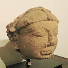 Massive South Indian Carved Stone Head of Buddha 13th-14th Century