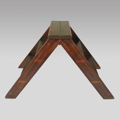 19th Century Antique British Inlaid Oak Folding Step Stool