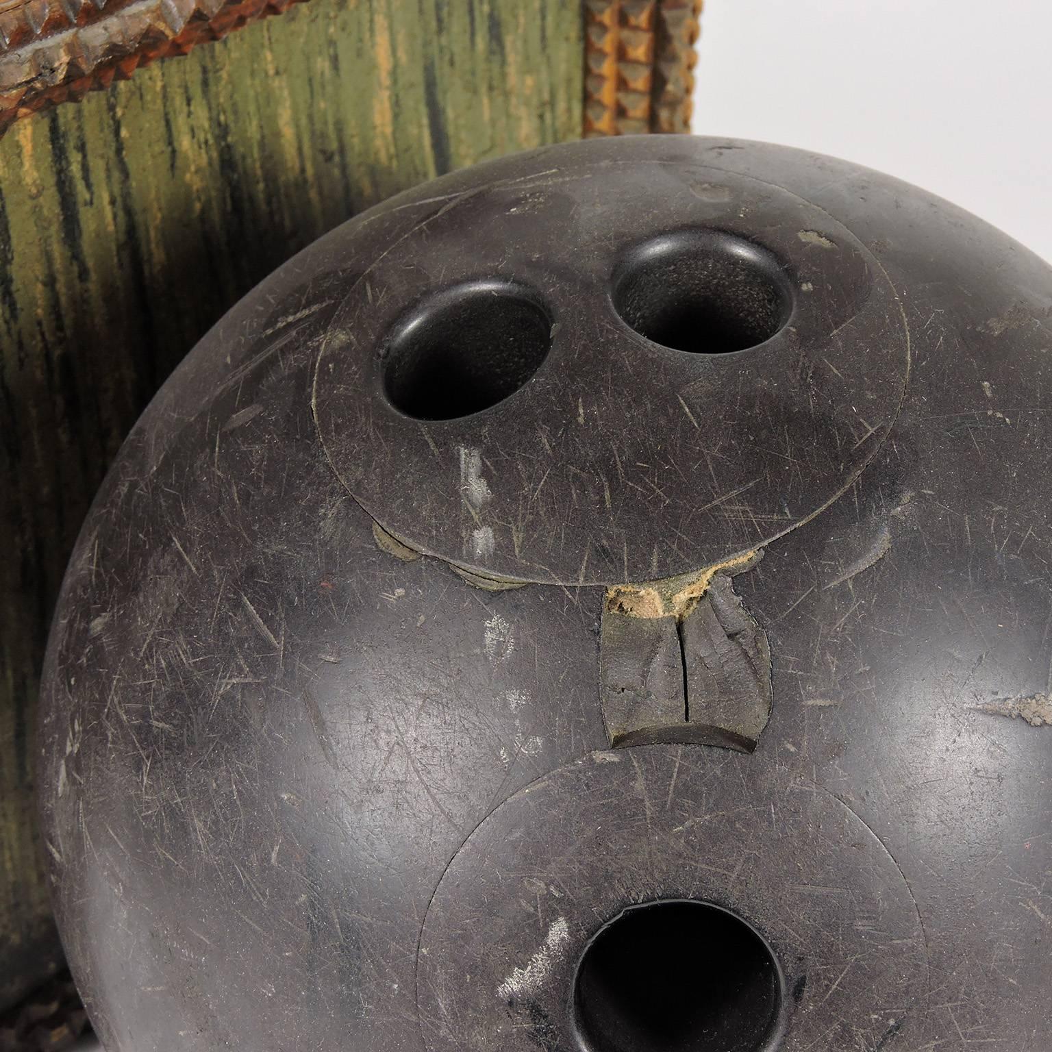 20th Century Unusual Tramp Art Fitted Bowling Ball Box