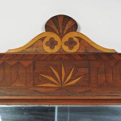 19th Century Folk Art Marquetry and Parquetry Inlaid Mahogany Mirror