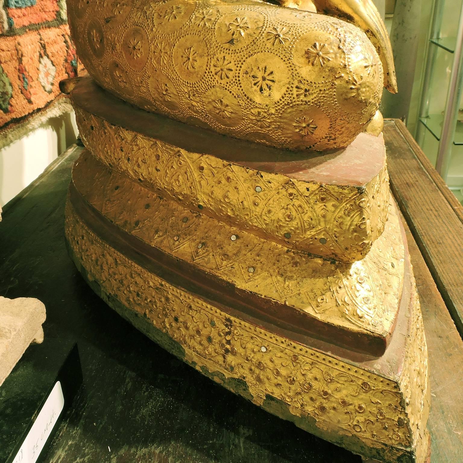 Large Antique 19th Century Thai, Rama IV Gilt Bronze Buddha 4