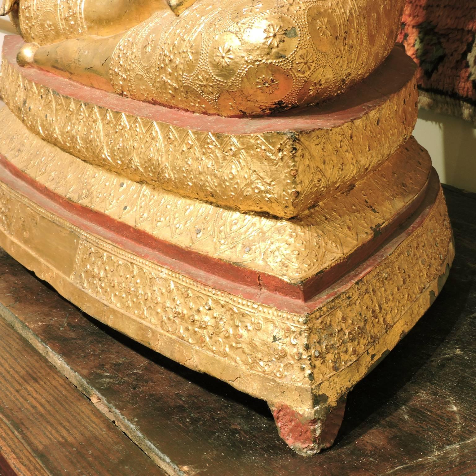 Large Antique 19th Century Thai, Rama IV Gilt Bronze Buddha 5