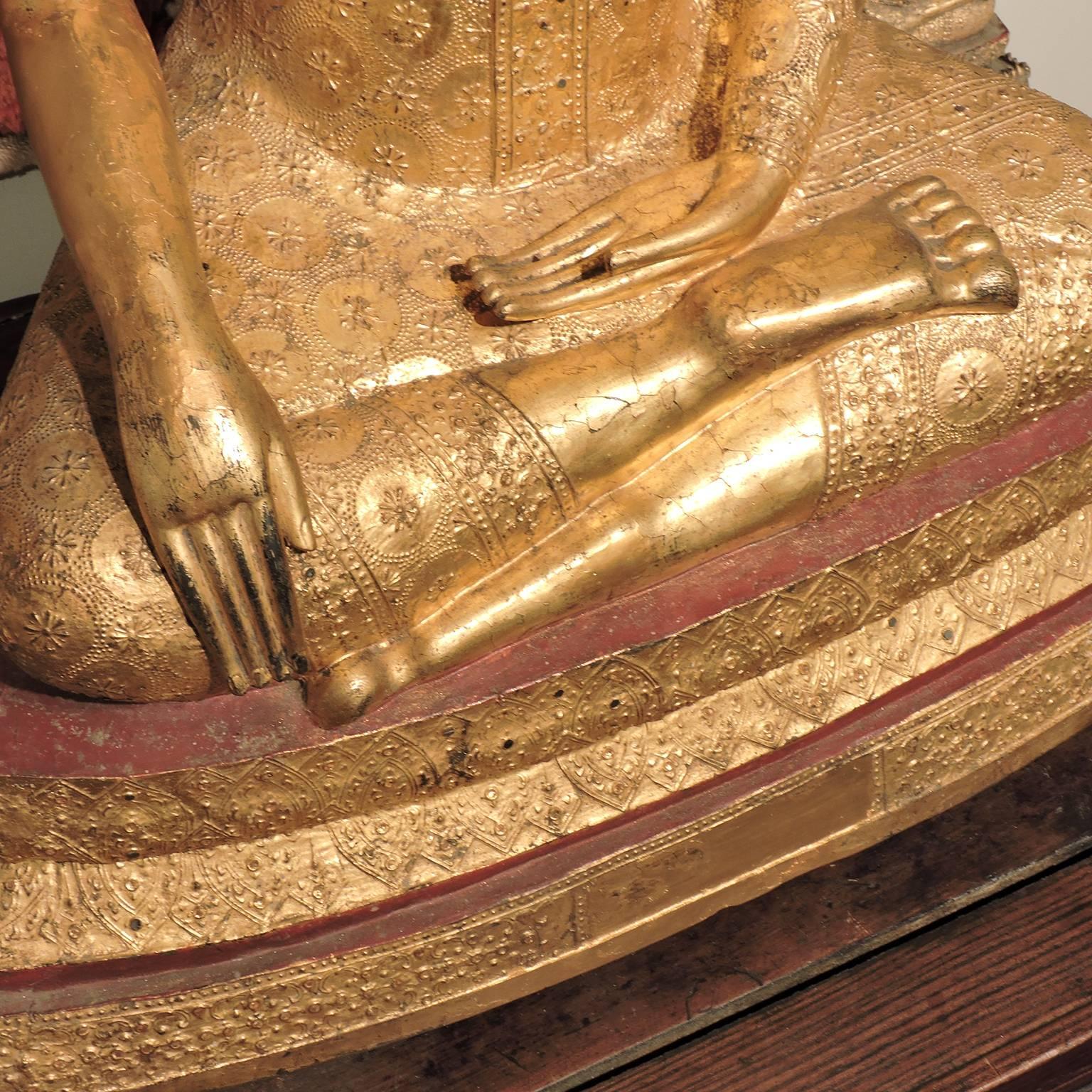 Large Antique 19th Century Thai, Rama IV Gilt Bronze Buddha 3