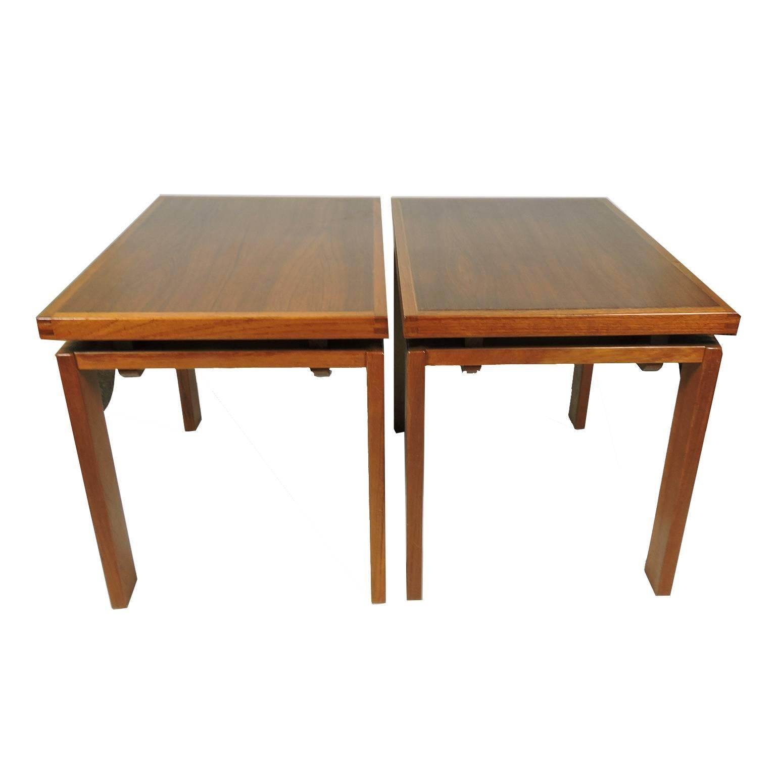 Pair of Danish Mid-Century Modern teak side tables, by Trioh Mobler, 20th century, stamped 