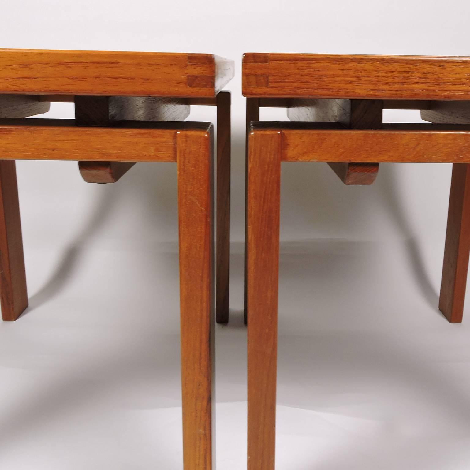 Pair of Danish Mid-Century Modern Teak Side Tables by Trioh Mobler 2