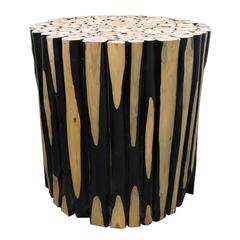 Pair of Mid-Century Modern Unusual Rustic Log Round Side Tables