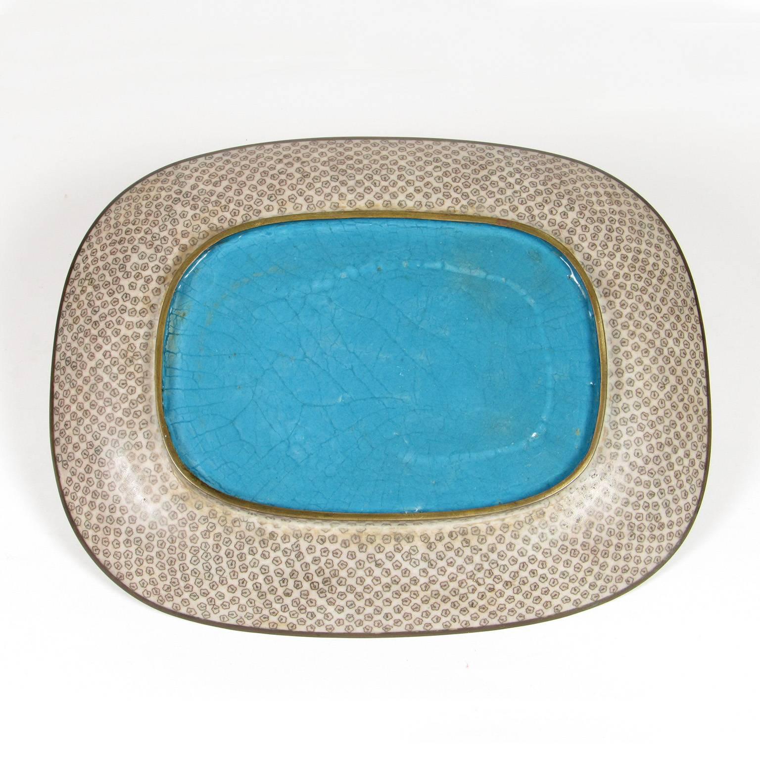 Enamel Antique 19th Century Chinese Cloisonné Tray