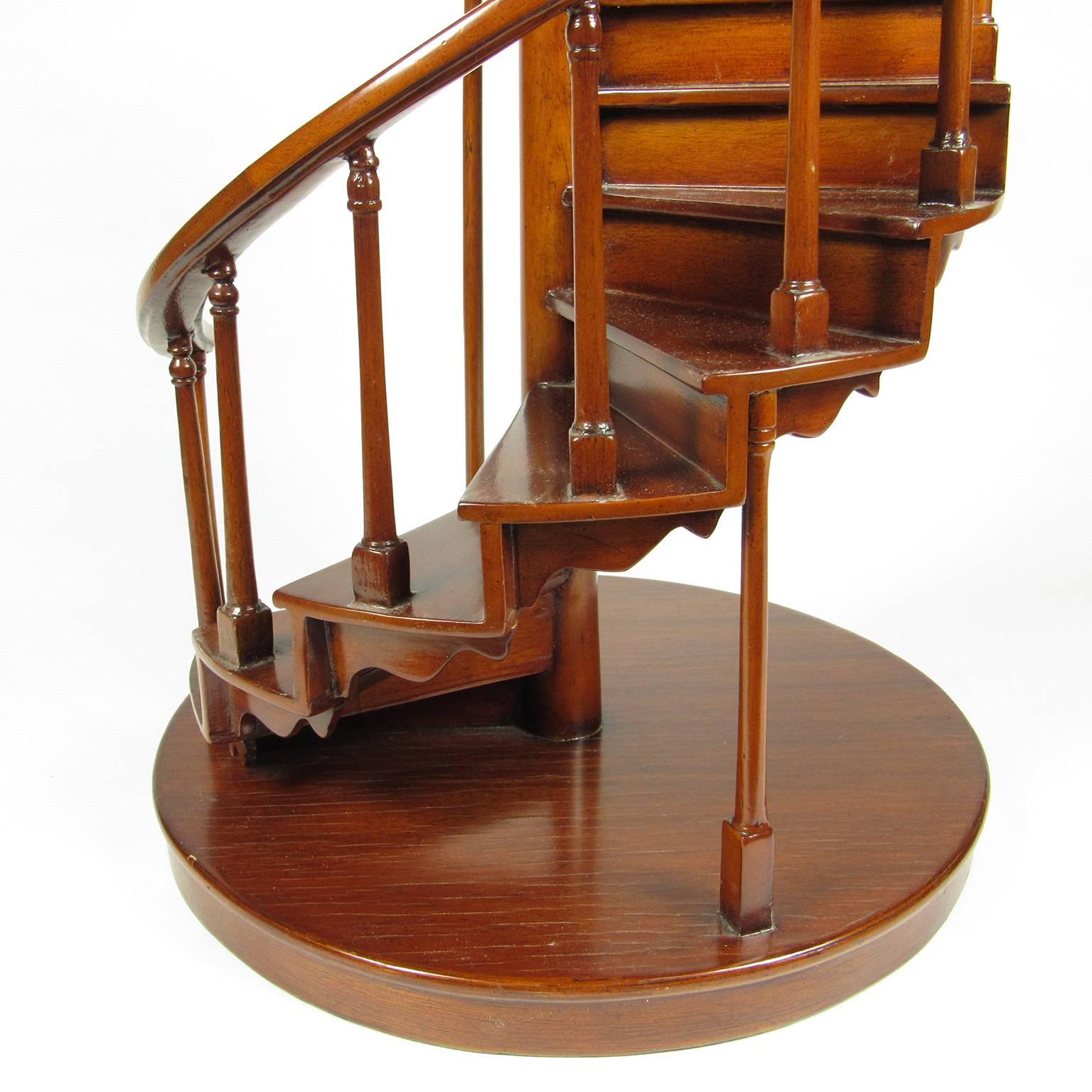 American 19th Century Mahogany Architectural Spiral Staircase Model