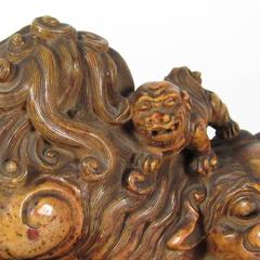 Large Antique 19th Century Chinese Soapstone Carving of a Foo Lion