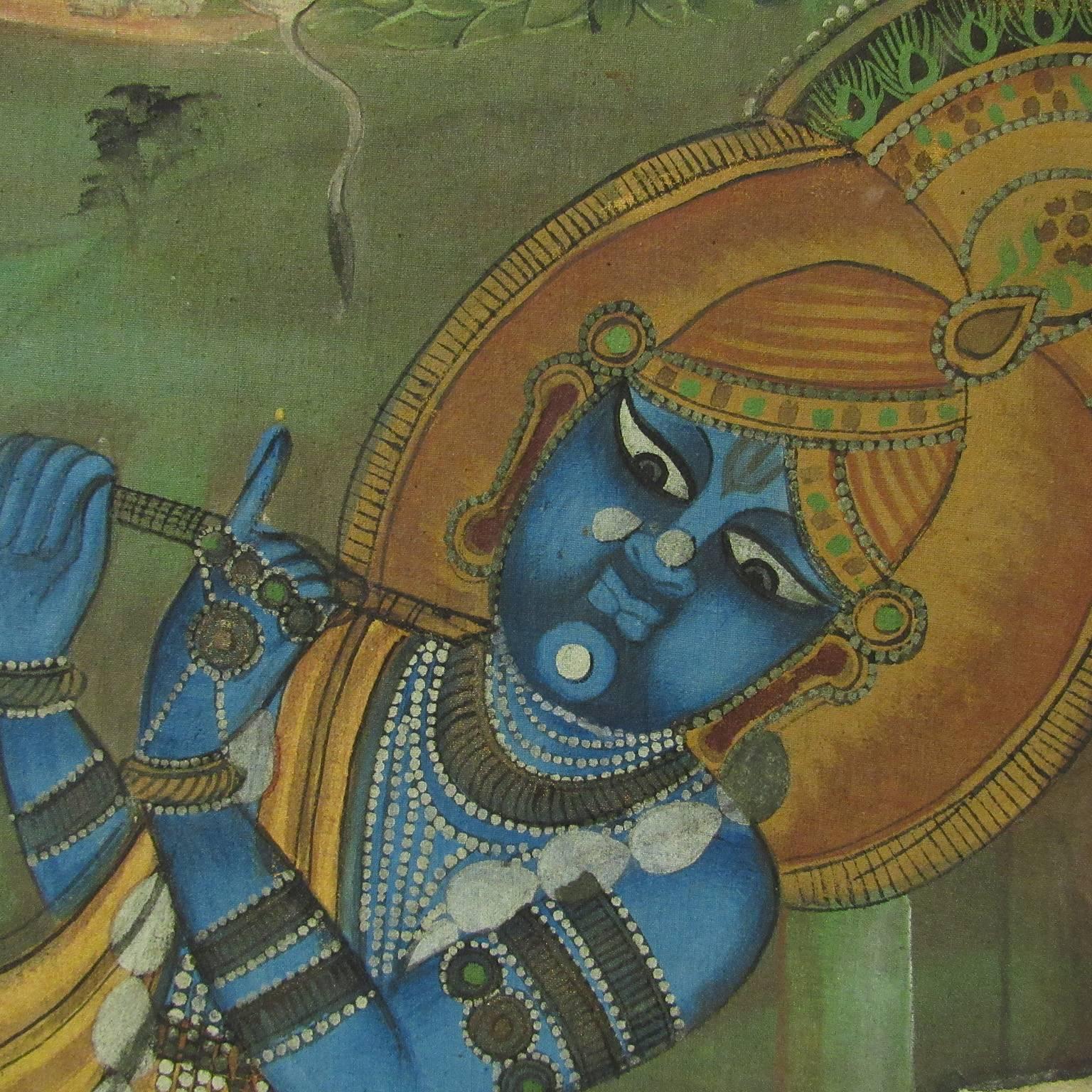 Large 19th Century East Indian Pichwai Painting In Good Condition In Concord, MA