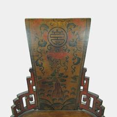 Pair of Antique Chinese Lacquered Side Chairs, Circa 1900