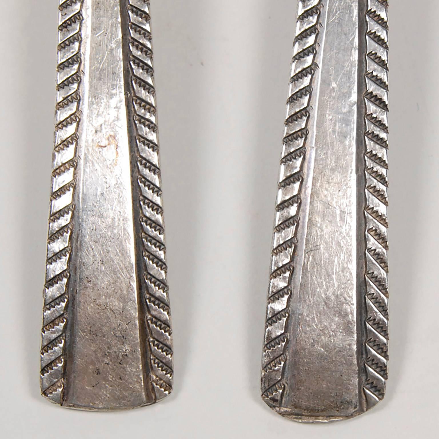 Early 20th Century Set of Native American Navajo Silver Servers For Sale 1