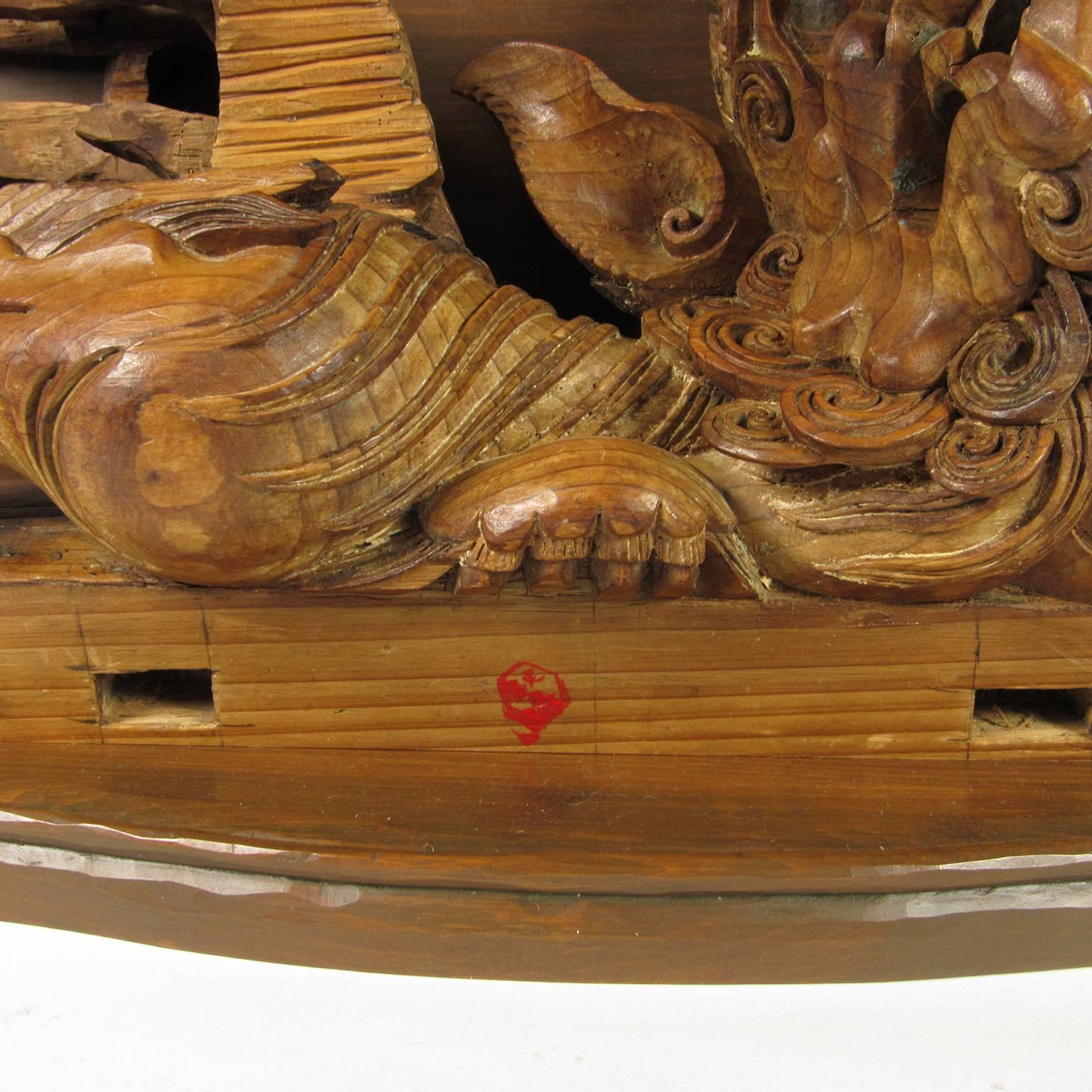 Antique 19th Century or Earlier Chinese Carved Foo Lion Shelf 3