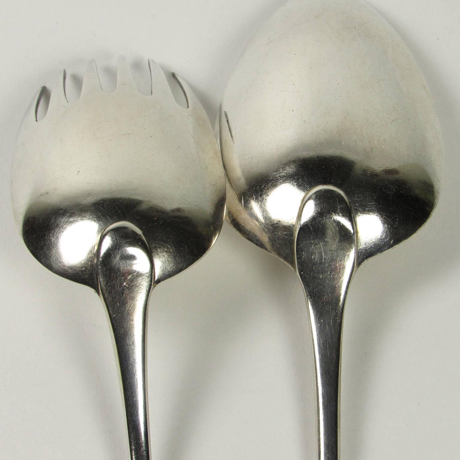 English George III Sterling Silver Serving Fork and Stuffing Spoon For Sale