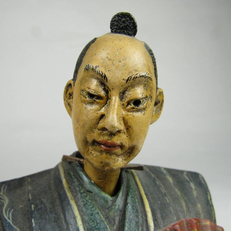 Pair of Antique Japanese Ceramic Nodding Head Figures For Sale at 1stdibs