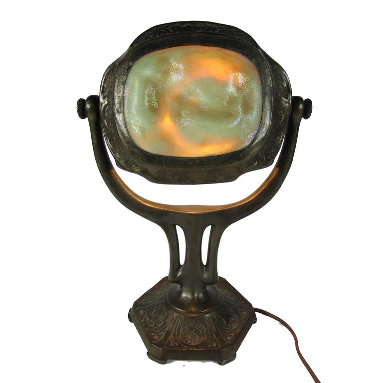 Antique Tiffany Turtle Back Tile Bronze Zodiac Desk Lamp ...