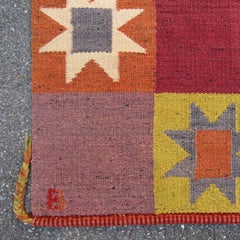 Mid-Century Modern Rug - Swedish Bohusslöjd Star Design Flat-Weave