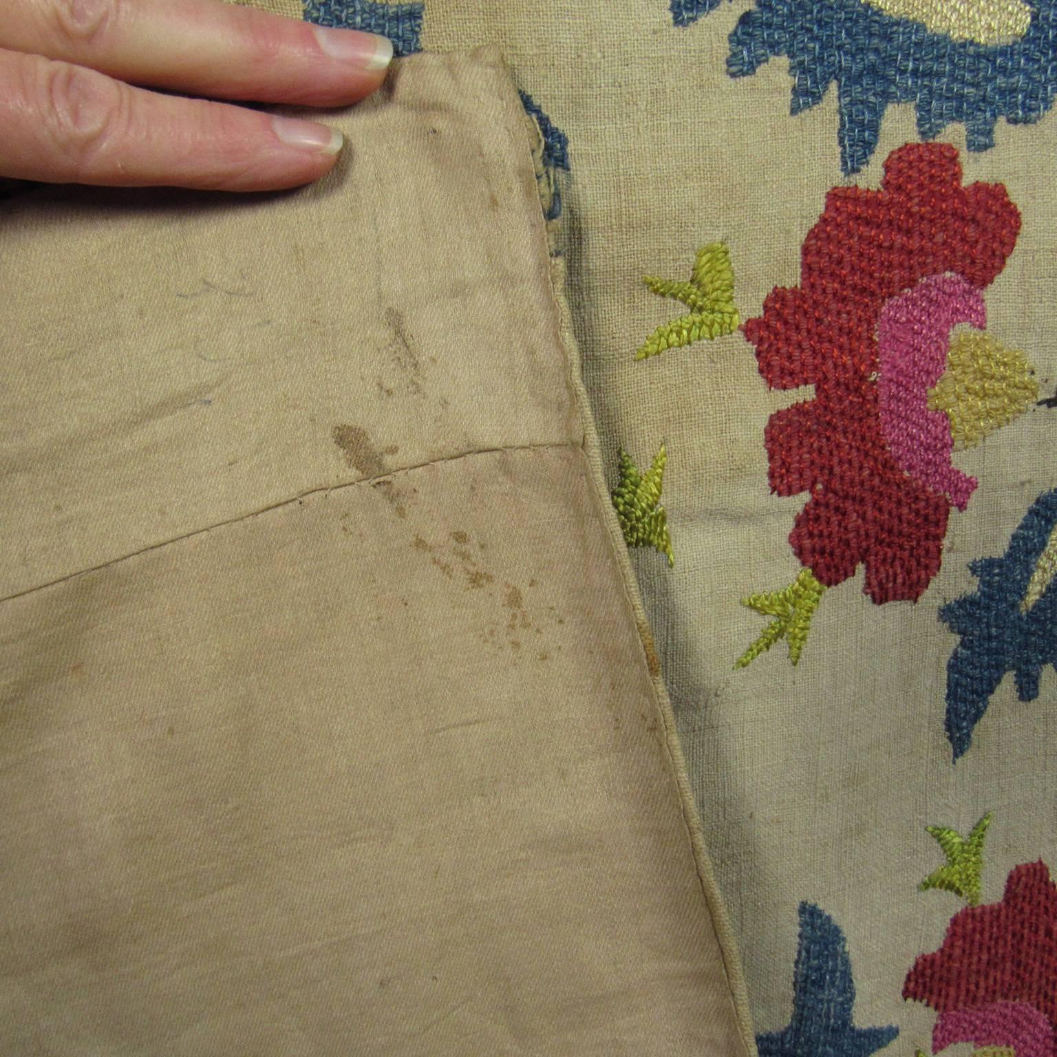 18th Century Ottoman Embroidered Textile Fragment In Good Condition For Sale In Concord, MA