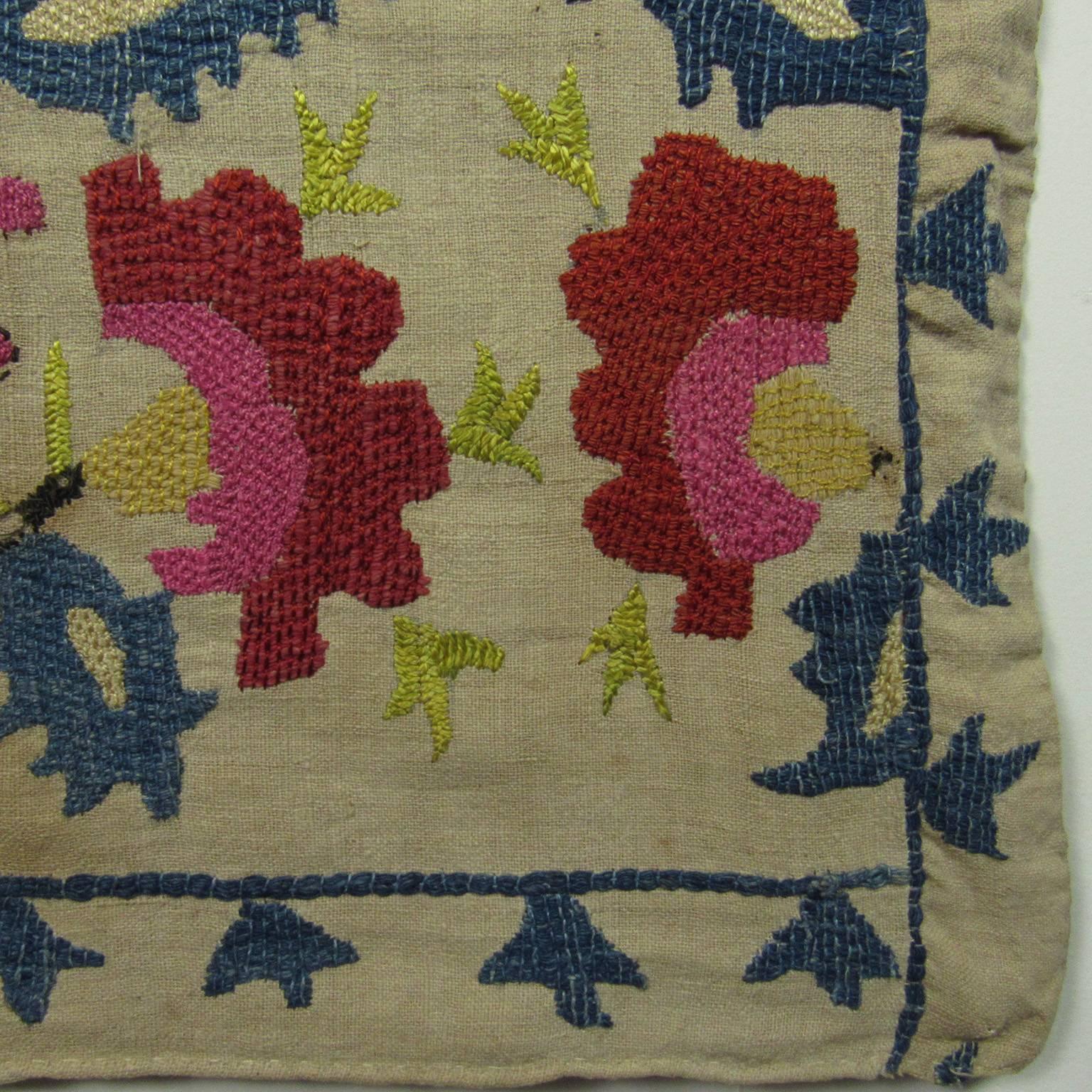 18th Century and Earlier 18th Century Ottoman Embroidered Textile Fragment For Sale