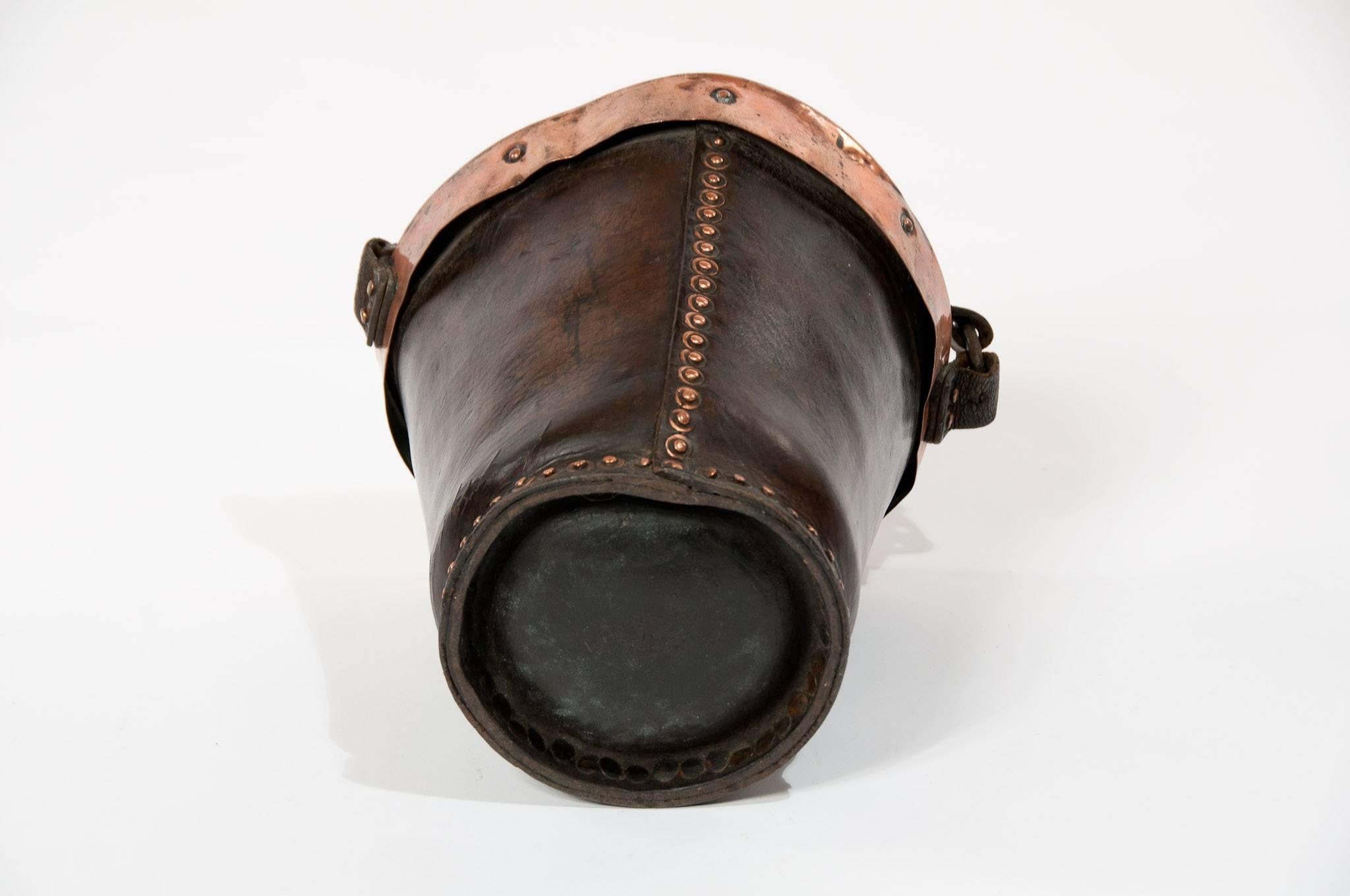 19th Century Leather and Copper Fire Bucket 2