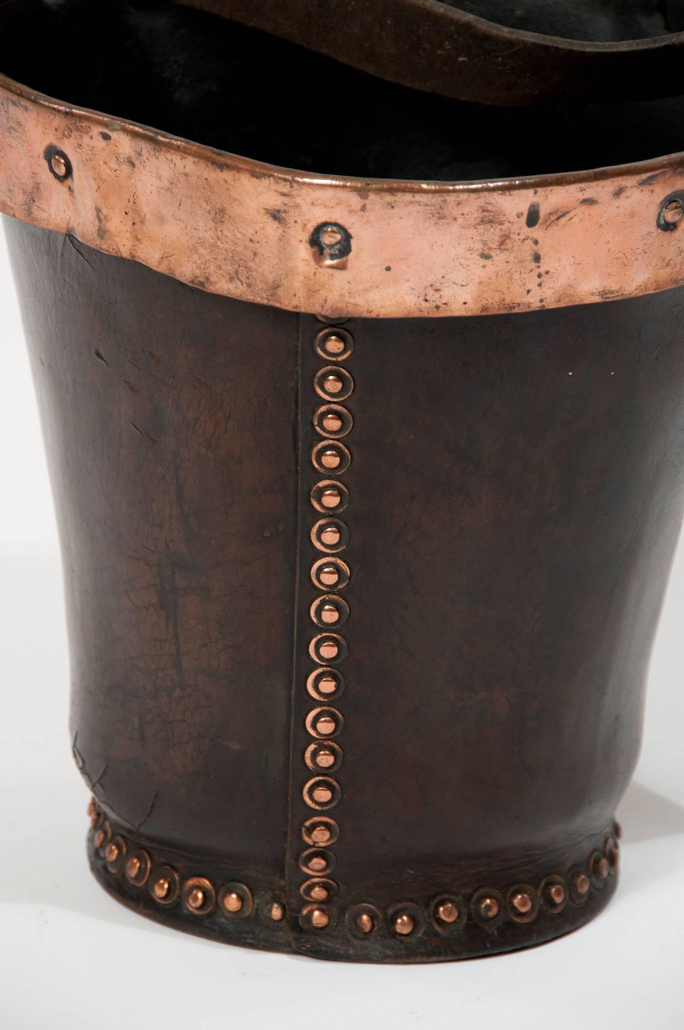 19th Century Leather and Copper Fire Bucket 3