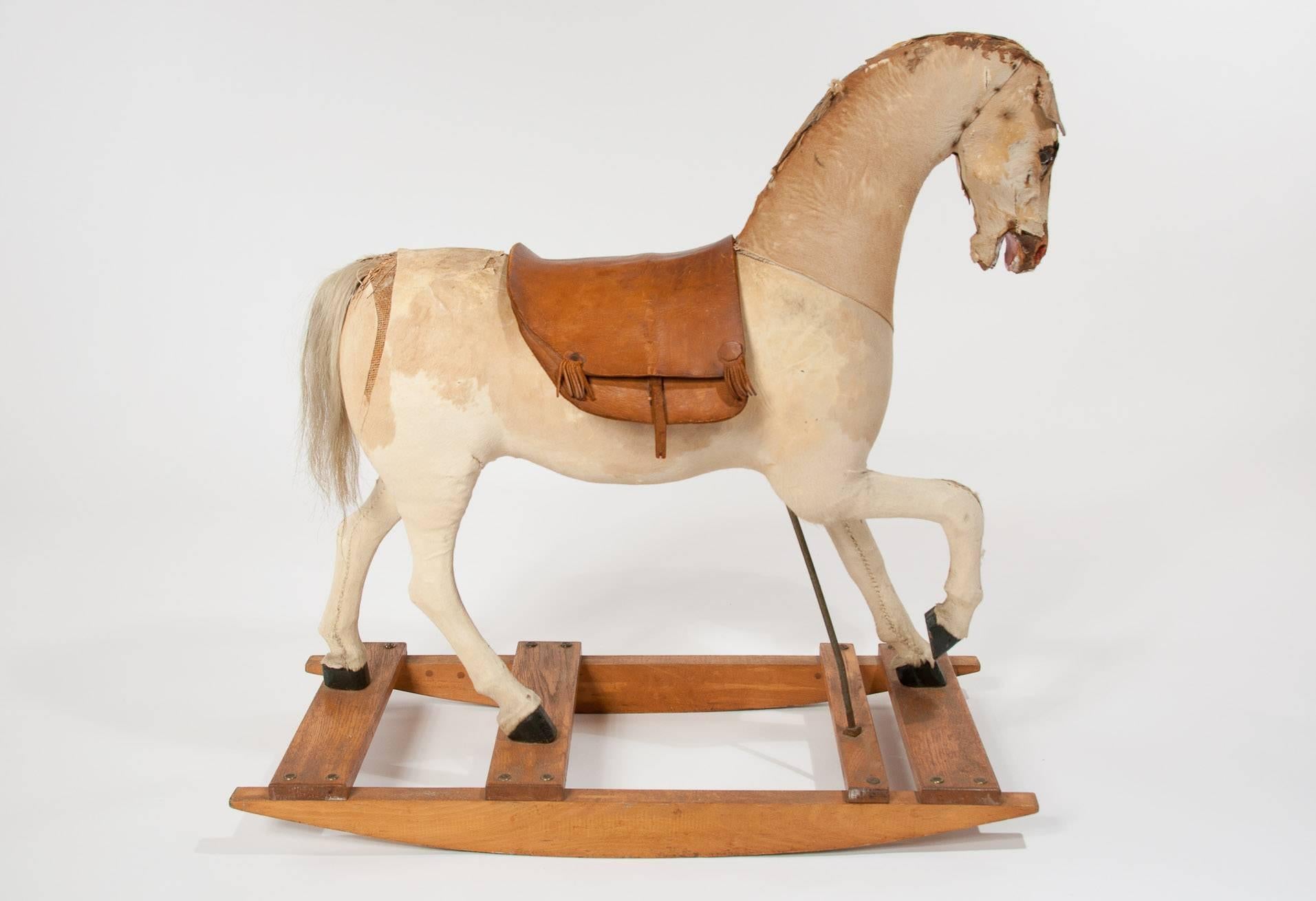 Antique Victorian Rocking Horse on Oak Base 3