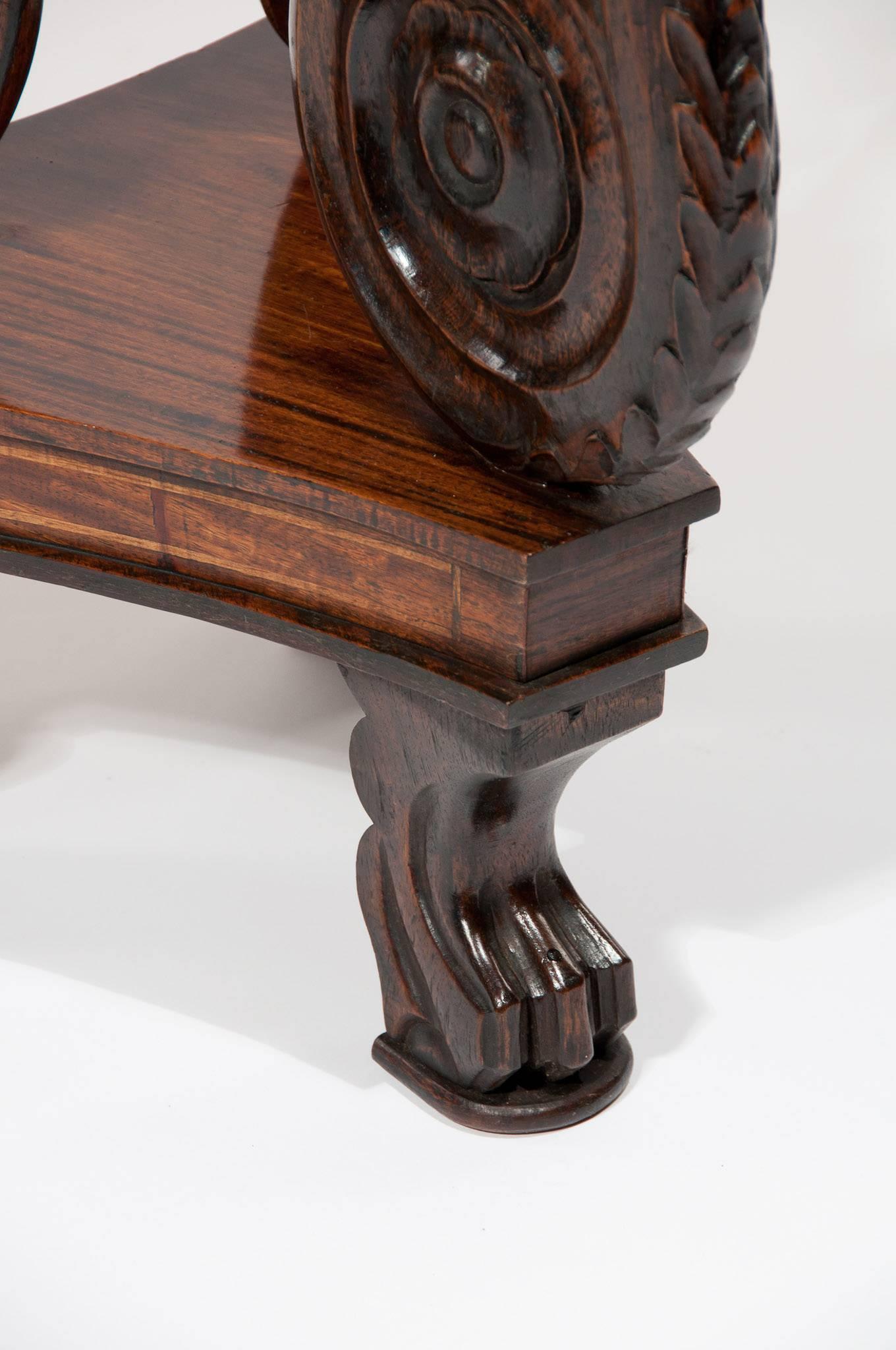 English Well Carved and Unusual Rosewood Stand