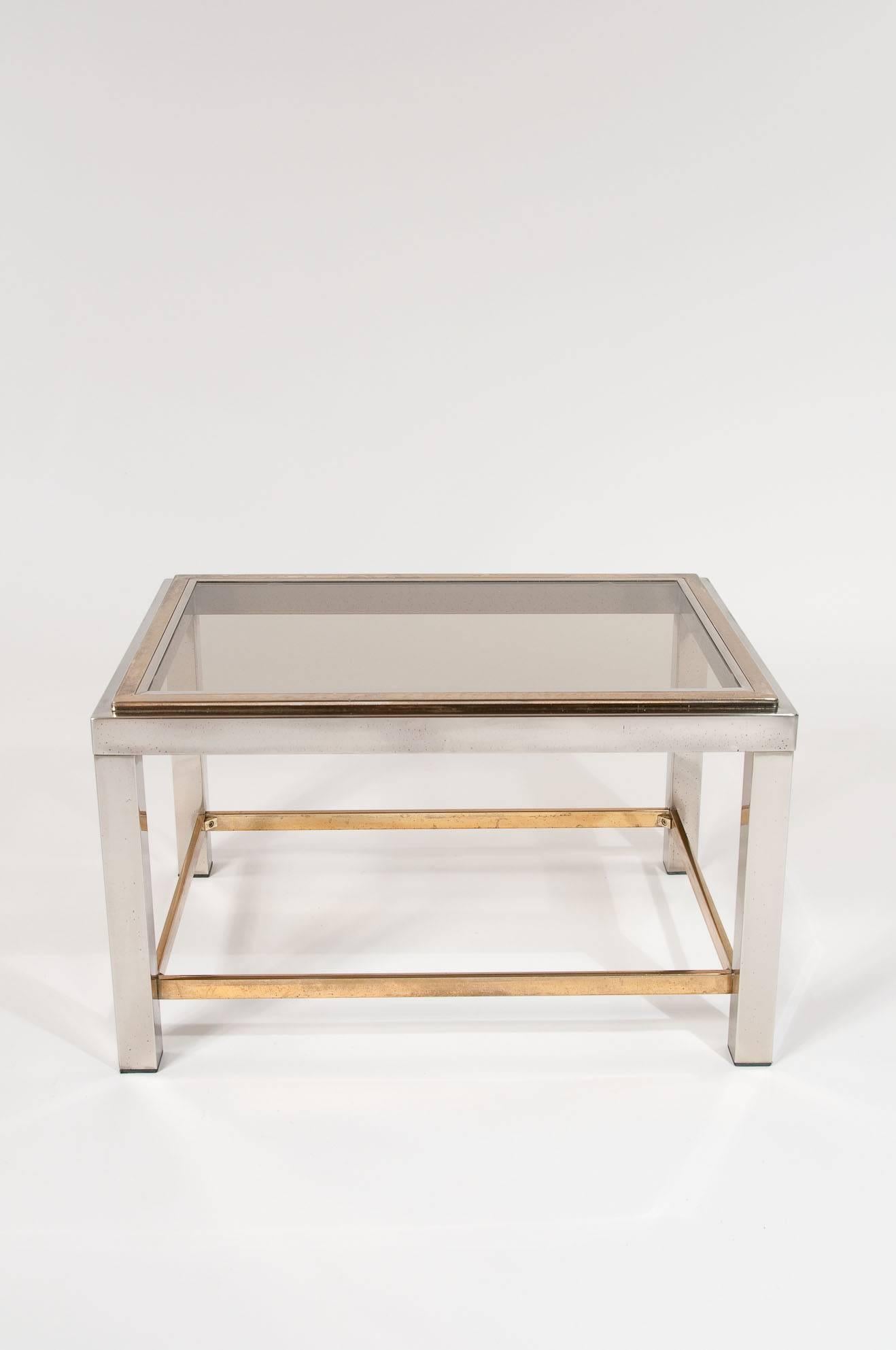 Mid-20th Century Pair of Chrome and Brass Tables Willy Rizzo