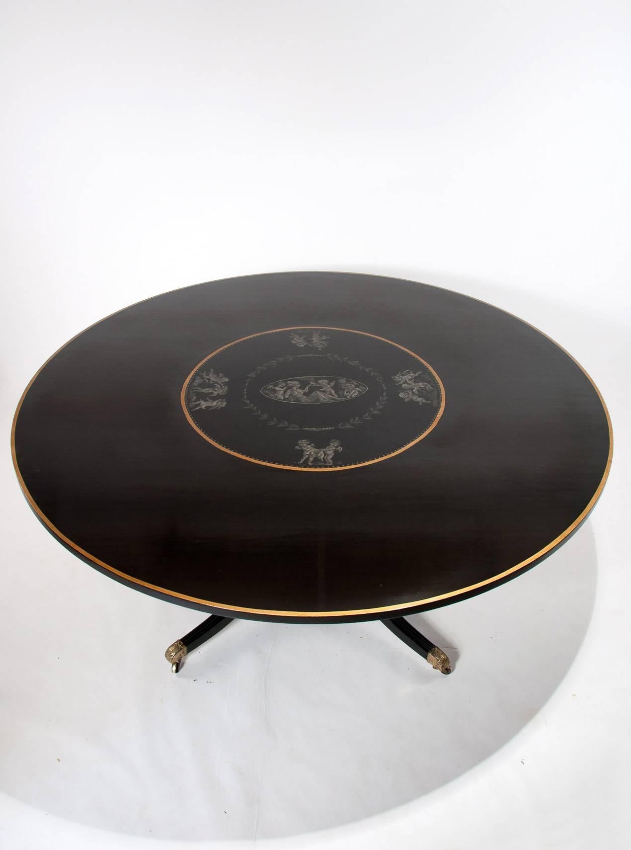 Ebonized Round Ebonised Regency Style Table