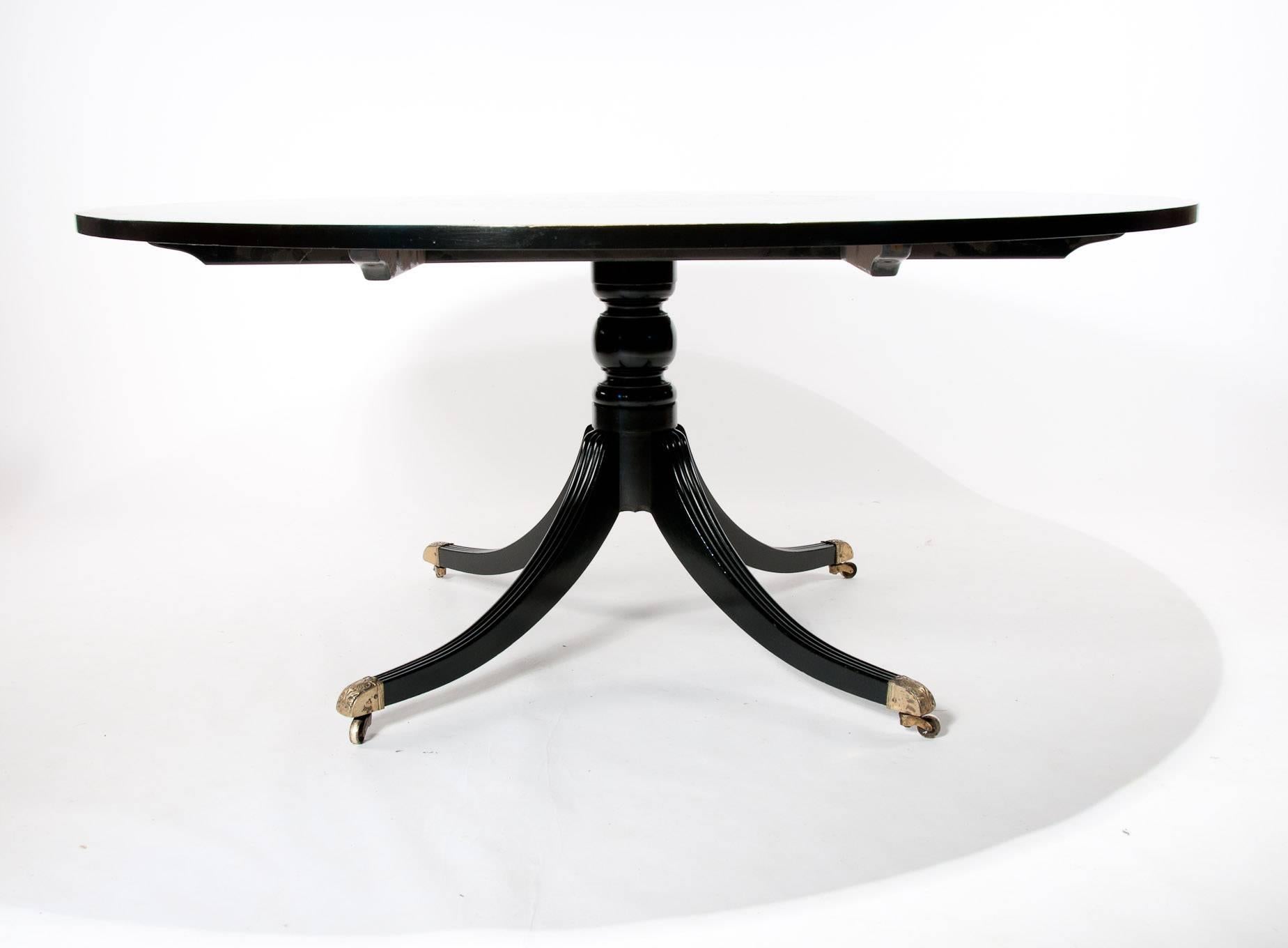 Round Ebonised Regency Style Table In Excellent Condition In Benington, Herts
