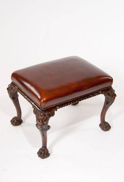 Fine Quality Antique Walnut Leather Top Stool at 1stDibs