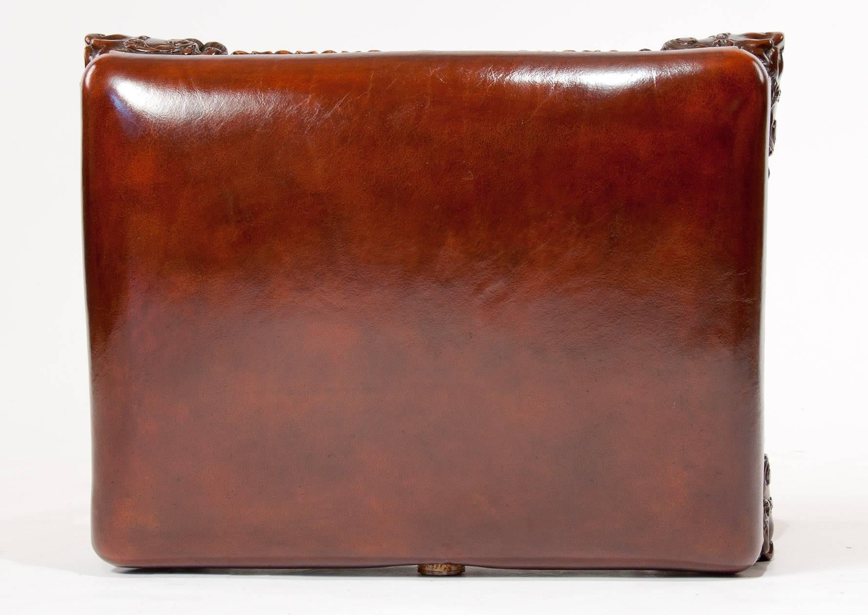 Fine Quality Antique Walnut Leather Top Stool 4