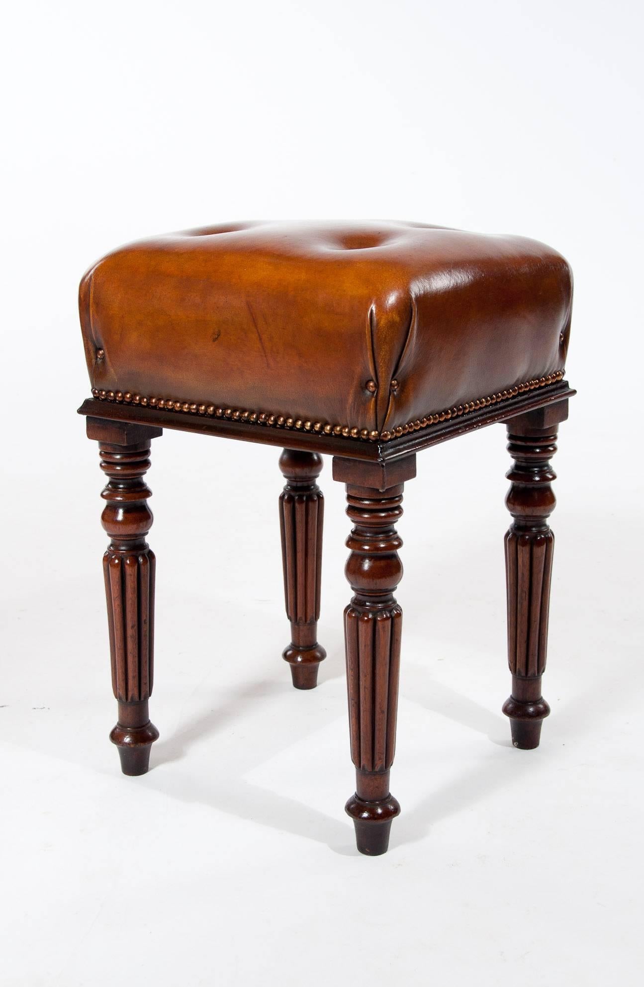 Mid-19th Century Quality Regency / William IV Mahogany Leather Stool