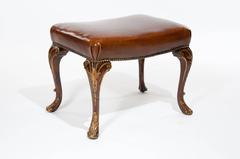 Attractive Antique Walnut and Gilt Leather
