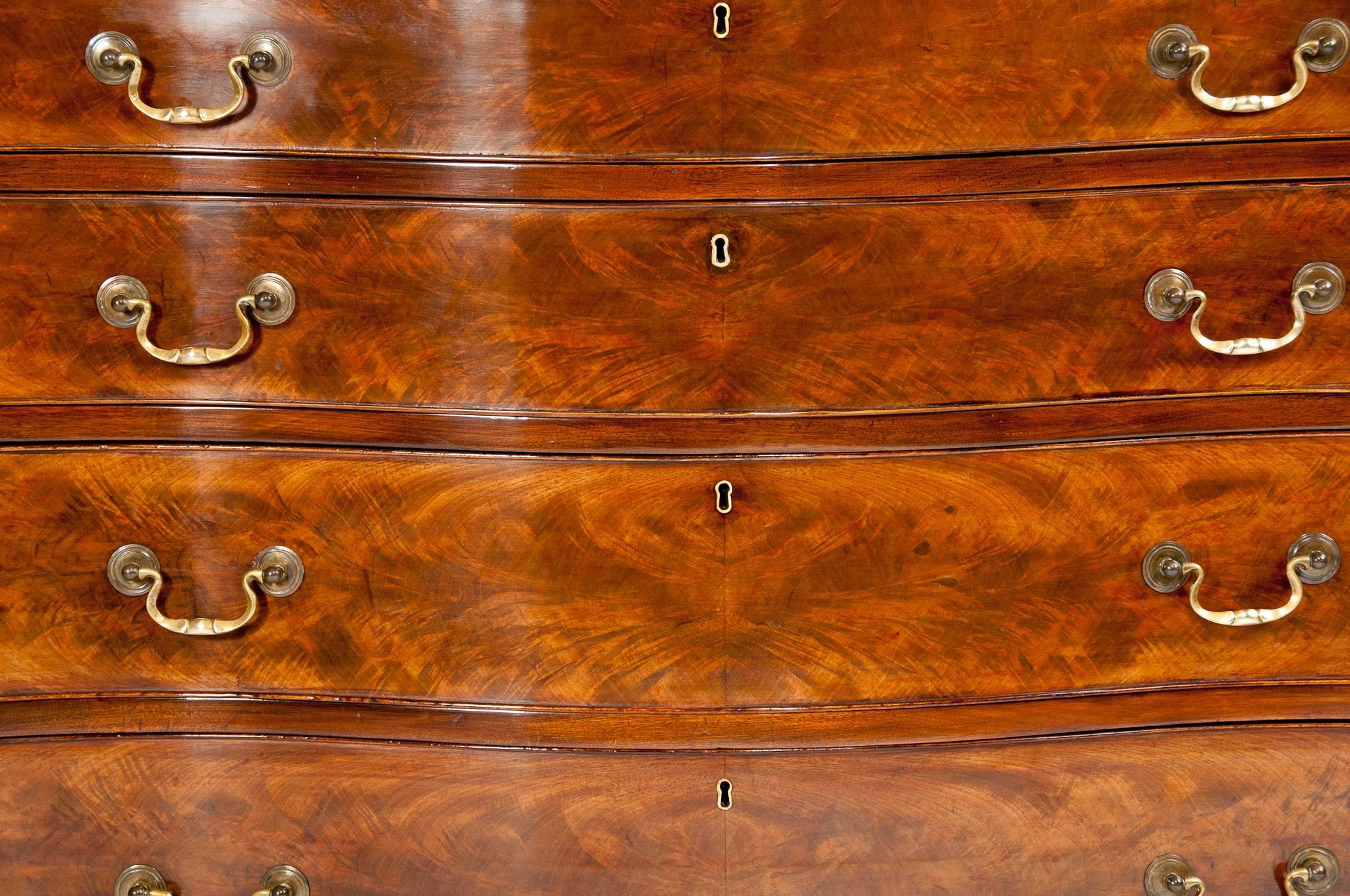 Antique Flame Mahogany Serpentine Shaped Chest 2